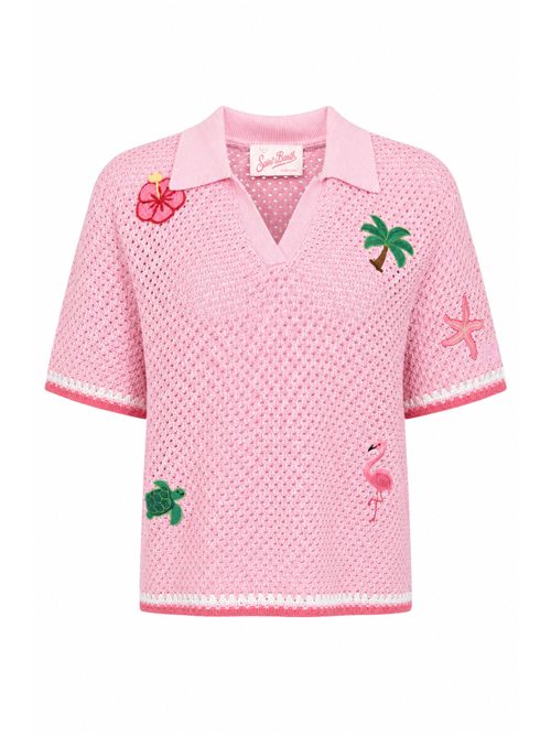 Polo Pixie in crochet con ricami tropicali Mc2 Saint Barth | PIX000103562L